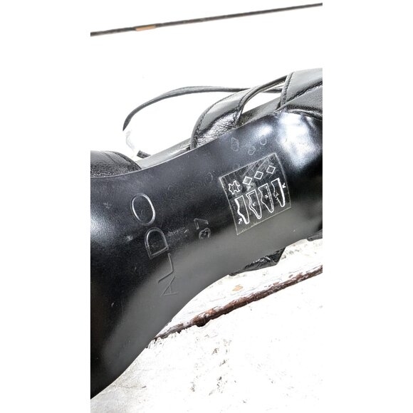 Aldo black leather pointy high heel stiletto ankle strap pumps - Picture 7 of 7